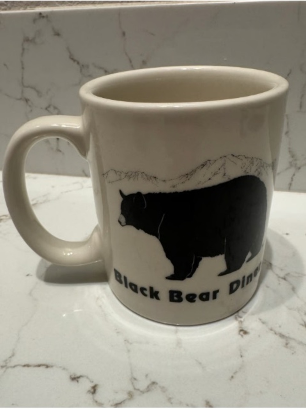 Black Bear Diner White Ceramic Mug with Bear Silhouette